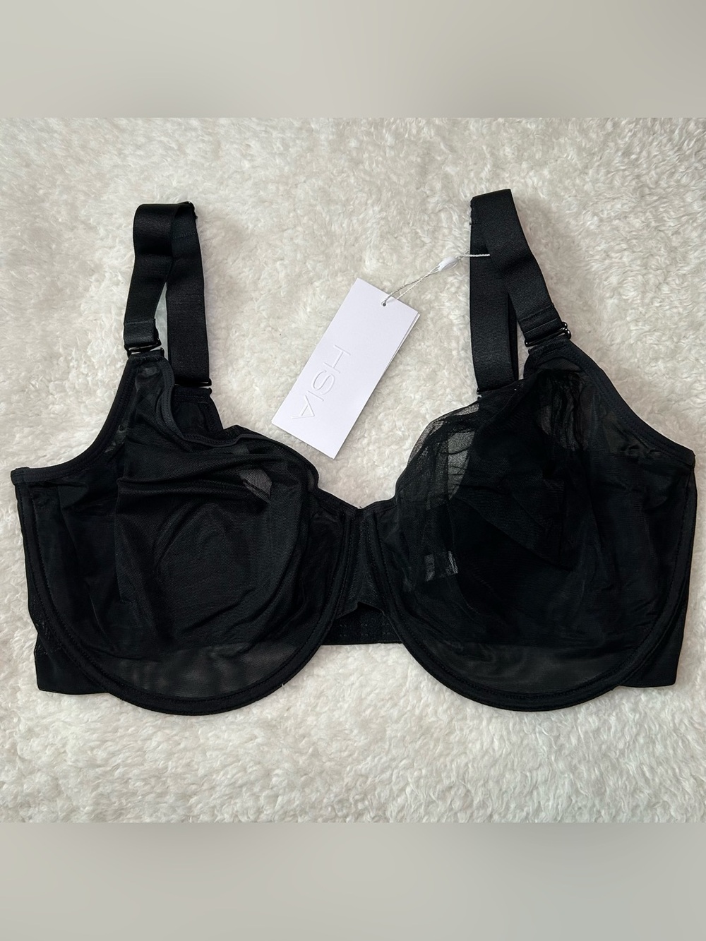 HSIA Sheer Underwire Bra 38I Black NEW